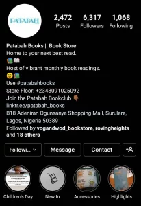 a screenshot of patabah books instagram page